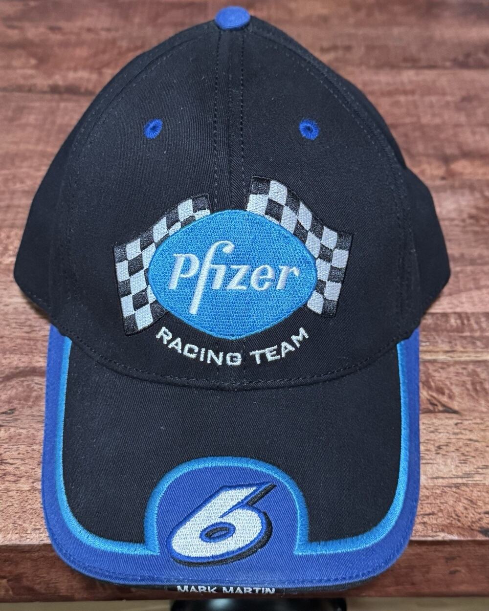 Vintage Pfizer Racing Team Mark Martin Roush Racing Nascar Strapback Hat Dad Cap